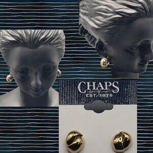 Chaps Gold-Tone Round Button Knot Stud Earrings